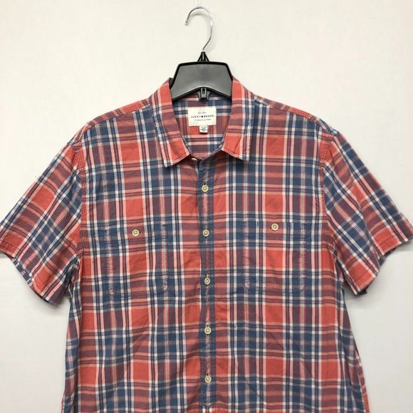 Lucky Brand Men Short Sleeve Cotton Button Shirt Top Size Extra Large M107 -17 - Picture 12 of 16